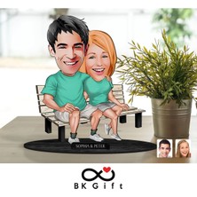 UltraMint Kişiye Özel Sevgililer Karikatürlü Ahşap Biblo, Sevgi Dolu Hediye