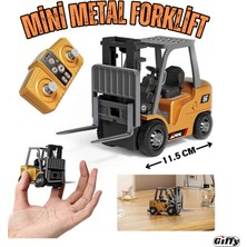 Giffy Oyuncak Mini Forklift Uzaktan Kumandalı Dahili Şarjlı Metal Gövde 1:64 Ölçek Hediyelik 11.5 cm Rc