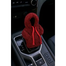 Normadia Kırmızı Peluş Hoodie Kapşonlu ve Araba Vites Poları, Konfor ve Şıklık