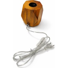 Ahşap Masif Zar Masa Lambası Abajur Şeffaf Kablolu Ampul Hariç