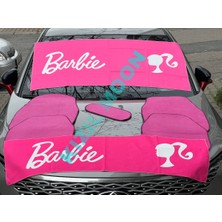 Normadia Pembe 5'li Halı Paspas ve Barbie Yazılı Torpido Havlu Seti