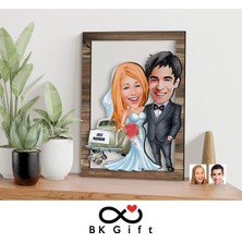 UltraMint Kişiye Özel 3D Ahşap Karikatür Tablo, Sevgiliye Unutulmaz Hediye