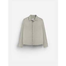 Elku Moda Erkek Oversize Italyan Yaka Keten Pamuk Karışımlı Gömlek Rahat Kalıp Düz Renk Yarım Oversize