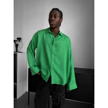 Elku Moda Erkek Oversize Italyan Yaka Keten Gömlek Rahat Kalıp Uzun Kollu Yeni Sezon Pamuklu Salaş Gömlek