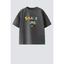 Monila Unisex Çocuk Pamuklu Bisiklet Yaka Baskılı T-Shirt