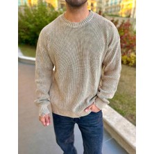 Elku Moda Kazak Triko Oversize Tüylenmez Naturel Pamuk Yırtık Detaylı Lazer Kesim Rahat Kesim Salaş Kazak