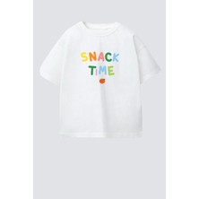 Monila Unisex Çocuk Pamuklu Bisiklet Yaka Baskılı T-Shirt