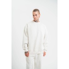 Tarz Yeri Erkek Uzun Kol Bisiklet Yaka Yıkamalı Sweatshirt - Beyaz