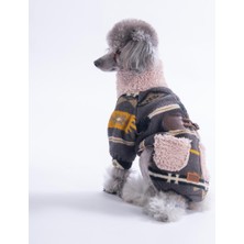 Pawstar Sarı Chicago Checks Ethnic Weave  Etnik Desenli Düğmeli Köpek Ceketi Kalın Peluş Köpek Kıyafeti Kedi Kıyafeti