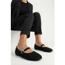 Nmoda Taşlı Tokalı Kadın Babet Şık ve Rahat Günlük Iş Ofis  Babet