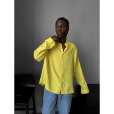 Elku Moda Erkek Oversize Italyan Yaka Keten Gömlek Rahat Kalıp Uzun Kollu Yeni Sezon Pamuklu Salaş Gömlek