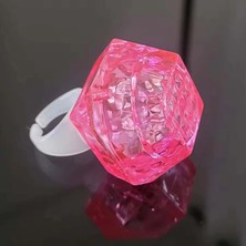 Amazex Kristal Tasarımlı LED Glow Işıklı 3 Modlu Pembe Yüzük 3.5 x 5 cm