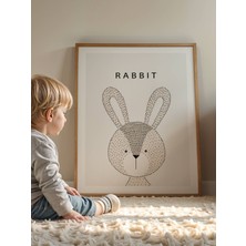 Fuart.Co Animal Rabbit Çocuk Odası Duvar Posteri Dijital Baskı Kuşe Poster (Çerçevesiz) Anfu