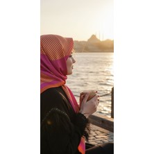 Vavelli Üçgen Desen Fuşya Twill Ipek Şal