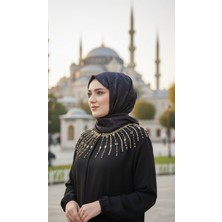 Vavelli Siyah Gri Twill Ipek Şal Imza Desen