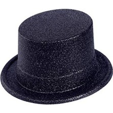 Narnuga Siyah Renk Uzun Plastik Simli Parti Şapkası