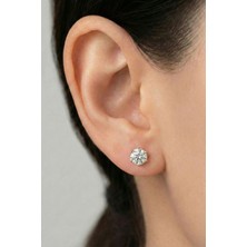 Osha Aksesuar Altıgen Tektaş Küpe Rose Renk 7 mm