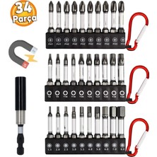 Normadia 34 Parça Manyetik Hex Bits Takımı Yıldız Alyan Düz Uçlar Adaptörlü
