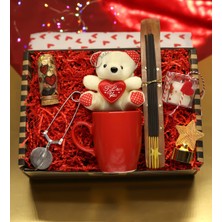 UltraMint Sevgililer Günü Hediye Seti: Ayıcık, Bardak, Süzgeç, Çay Tüpü, Mum, Tütsü Tabağı, LED Işıklı