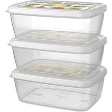 Desenli Saklama Kabı 3 Adet 850 ml 3\'lü Set