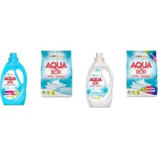 Aquabor Doğal Mineralli Sıvı Renkliler + 4 kg Beyaz + Sıvı Beyaz  + 4 kg Renkliler 4 Lü Set