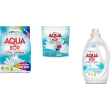 Aquabor Doğal Mineralli 4 kg Renkliler + Tablet + Sıvı Beyaz  3 Lü Set