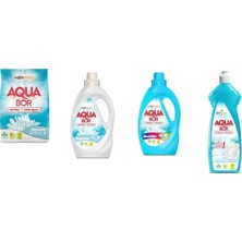 Boron Aquabor Doğal Mineralli 4 kg Beyaz + Sıvı Beyaz  + Sıvı Renkliler + Elde Bulaşık 4 Lü Set