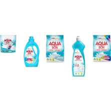 Aquabor Doğal Mineralli Tablet + Sıvı Renkliler + 4 kg Beyaz + Elde Bulaşık + 4 kg Renkliler 5 Li Set