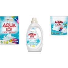 Aquabor Doğal Mineralli 4 kg Renkliler + Sıvı Beyaz  + Tablet 3 Lü Set