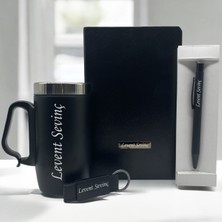 Kişiye Özel Siyah Kalem, Siyah Defter, Termos ve Anahtarlık Seti