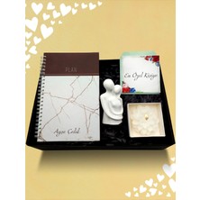 UltraMint Sevgililer Günü Kişiye Özel Defter, Biblo ve Mum Hediye Seti