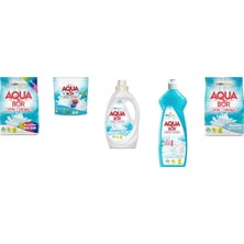 Boron Aquabor Doğal Mineralli 4 kg Renkliler + Tablet + Sıvı Beyaz + Elde Bulaşık + 4 kg Beyaz 5 Li Set