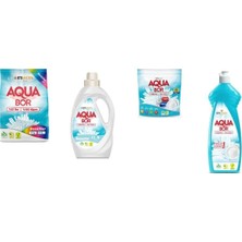 Aquabor Doğal Mineralli 4 kg Renkliler + Sıvı Beyaz  + Tablet + Elde Bulaşık 4 Lü Set