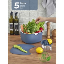 Padilon 5'li Pratik Mutfak Hazırlık Seti Karıştırma Kabı, Süzgeç, Kesme Tahtası, Limon Sıkacağı