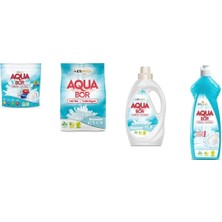 Aquabor Doğal Mineralli Tablet + 4 kg Beyaz + Sıvı Beyaz  + Elde Bulaşık 4 Lü Set