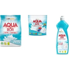 Aquabor Doğal Mineralli 4 kg Beyaz + Tablet + Elde Bulaşık 3 Lü Set
