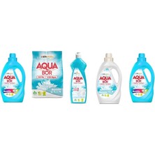 Boron Aquabor Doğal Mineralli Sıvı Renkliler + 4kg Beyaz + Bulaşık + Sıvı Beyaz + Sıvı Renkliler Set