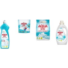 Aquabor Doğal Mineralli Elde Bulaşık + Tablet + 4 kg Beyaz + Sıvı Beyaz 4 Lü Set
