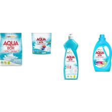 Aquabor Doğal Mineralli 4 kg Beyaz + Tablet + Elde Bulaşık + Sıvı Renkliler 4 Lü Set