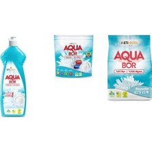 Aquabor Doğal Mineralli Elde Bulaşık + Tablet + 4 kg Beyaz 3 Lü Set