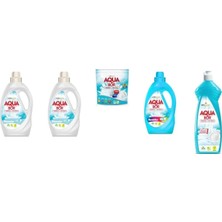 Boron Aquabor Doğal Mineralli Sıvı Beyaz  + Sıvı Beyaz + Tablet + Sıvı Renkliler + Elde Bulaşık 5 Li Set
