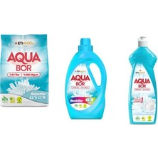 Boron Aquabor Doğal Mineralli 4 kg Beyaz + Sıvı Renkliler + Elde Bulaşık 3 Lü Set