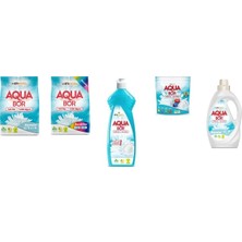 Aquabor Doğal Mineralli 4 kg Beyaz + 4 kg Renkliler + Elde Bulaşık + Tablet + Sıvı Beyaz 5 Li Set