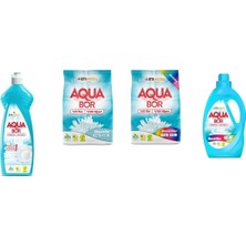 Boron Aquabor Doğal Mineralli Elde Bulaşık + 4 kg Beyaz + 4 kg Renkliler + Sıvı Renkliler 4 Lü Set