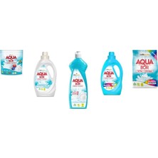 Aquabor Doğal Mineralli Tablet + Sıvı Beyaz + Elde Bulaşık + Sıvı Renkliler + 4 kg Renkliler 5 Li Set