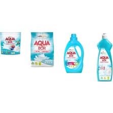Aquabor Doğal Mineralli Tablet + 4 kg Beyaz + Sıvı Renkliler + Elde Bulaşık 4 Lü Set