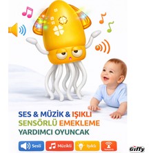 Giffy Oyuncak Sesli Işıklı Sensörlü Akıllı Emekleme Oyuncağı – Bebekler Için Hareket Teşvik Edici Eğitici Kali Dans Eden Şarjlı, Ledli , Işıklı ve Müzikli Dansçı Ahtapot Kali