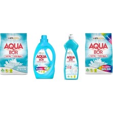 Boron Aquabor Doğal Mineralli 4kg Beyaz + Sıvı Renkliler + Bulaşık + 4kg Renkliler Set