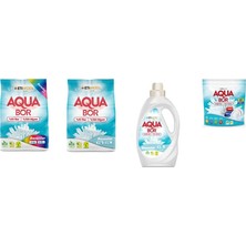 Aquabor Doğal Mineralli 4 kg Renkliler + 4 kg Beyaz + Sıvı Beyaz  + Tablet 4 Lü Set