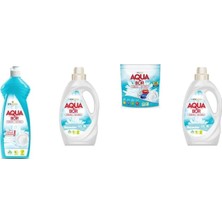 Aquabor Doğal Mineralli Elde Bulaşık + Sıvı Beyaz  + Tablet + Sıvı Beyaz 4 Lü Set